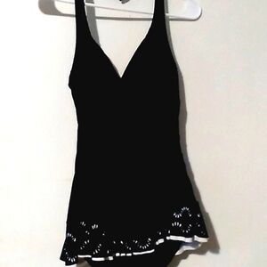 Profile by Gotten, black halter one piece with skirt, sdize 6